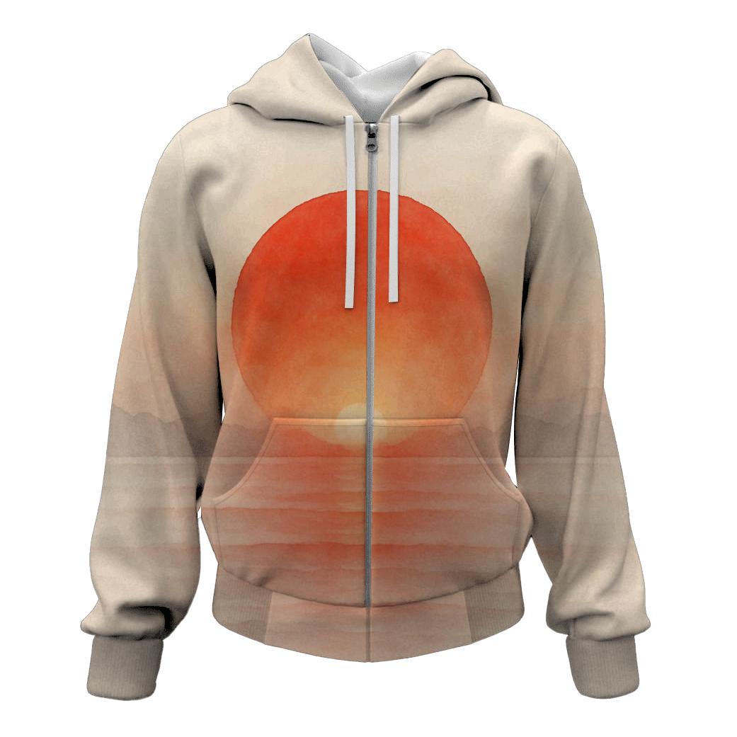 Japanese Sunrise Watercolor Flag Horizon custom hoodies