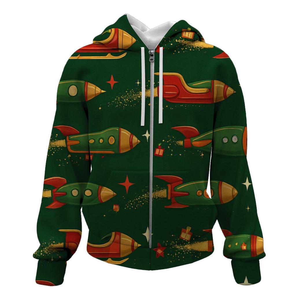 Rocket Sleigh Stripe On Deep Green hoodies fashion