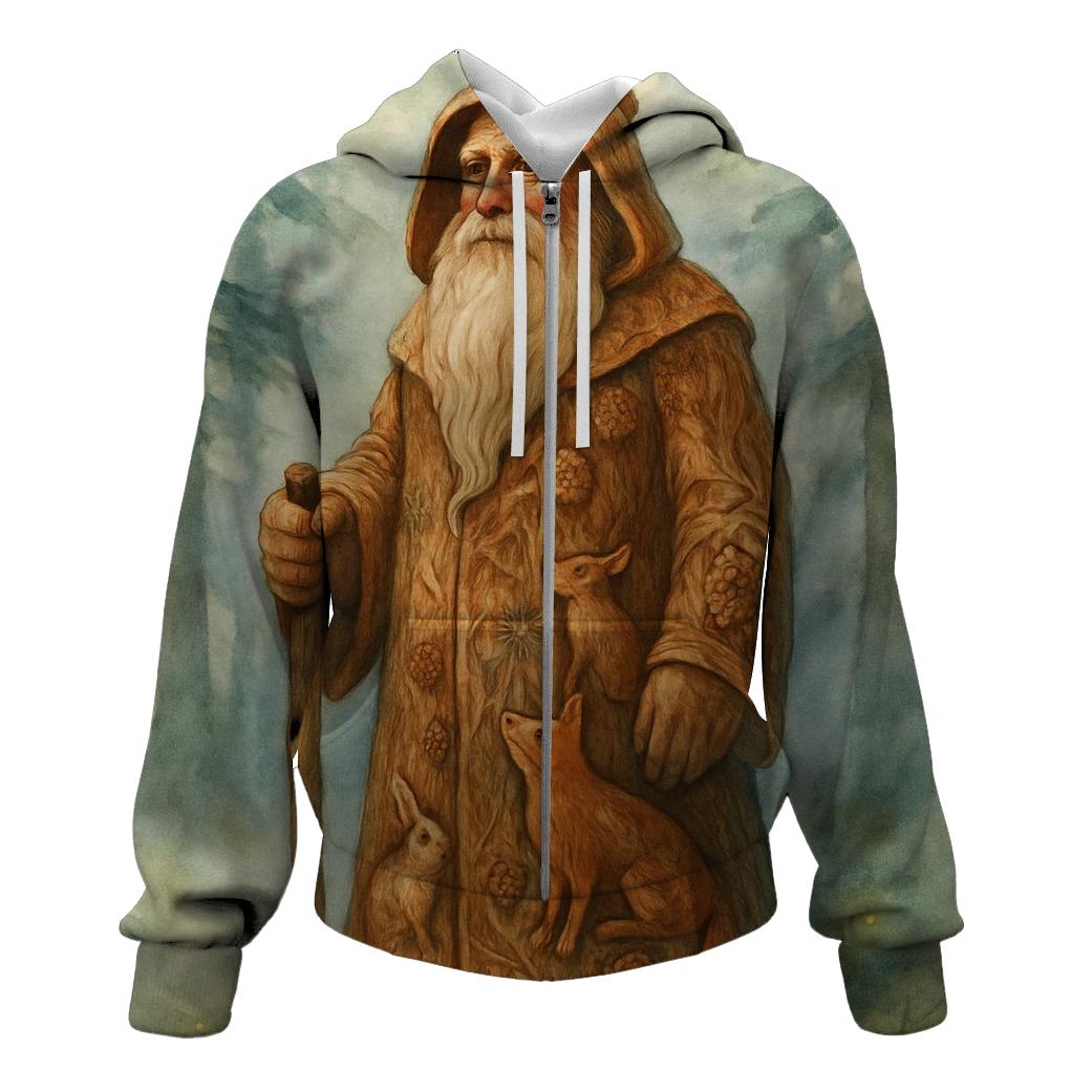 Forest Guardian Woodcarved Santa premium hoodies