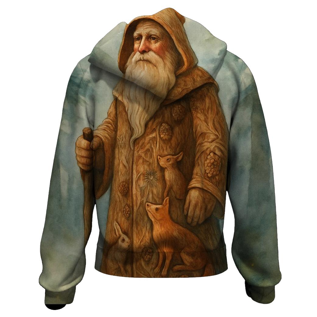 Forest Guardian Woodcarved Santa premium hoodies