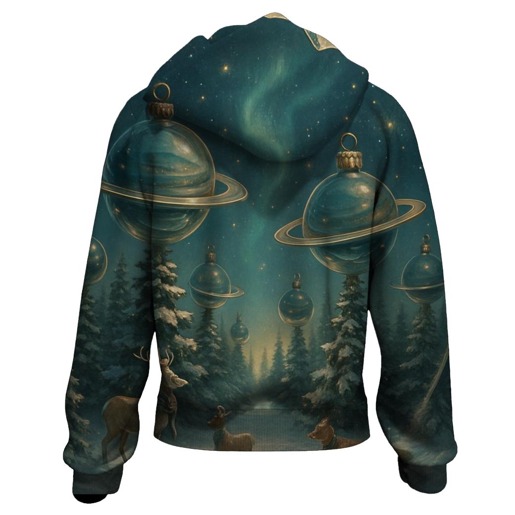 Saturn Ornament Snow Globe Forest printed hoodies