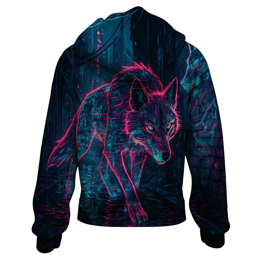 Neon Alley Phantom Wolf graphic hoodies