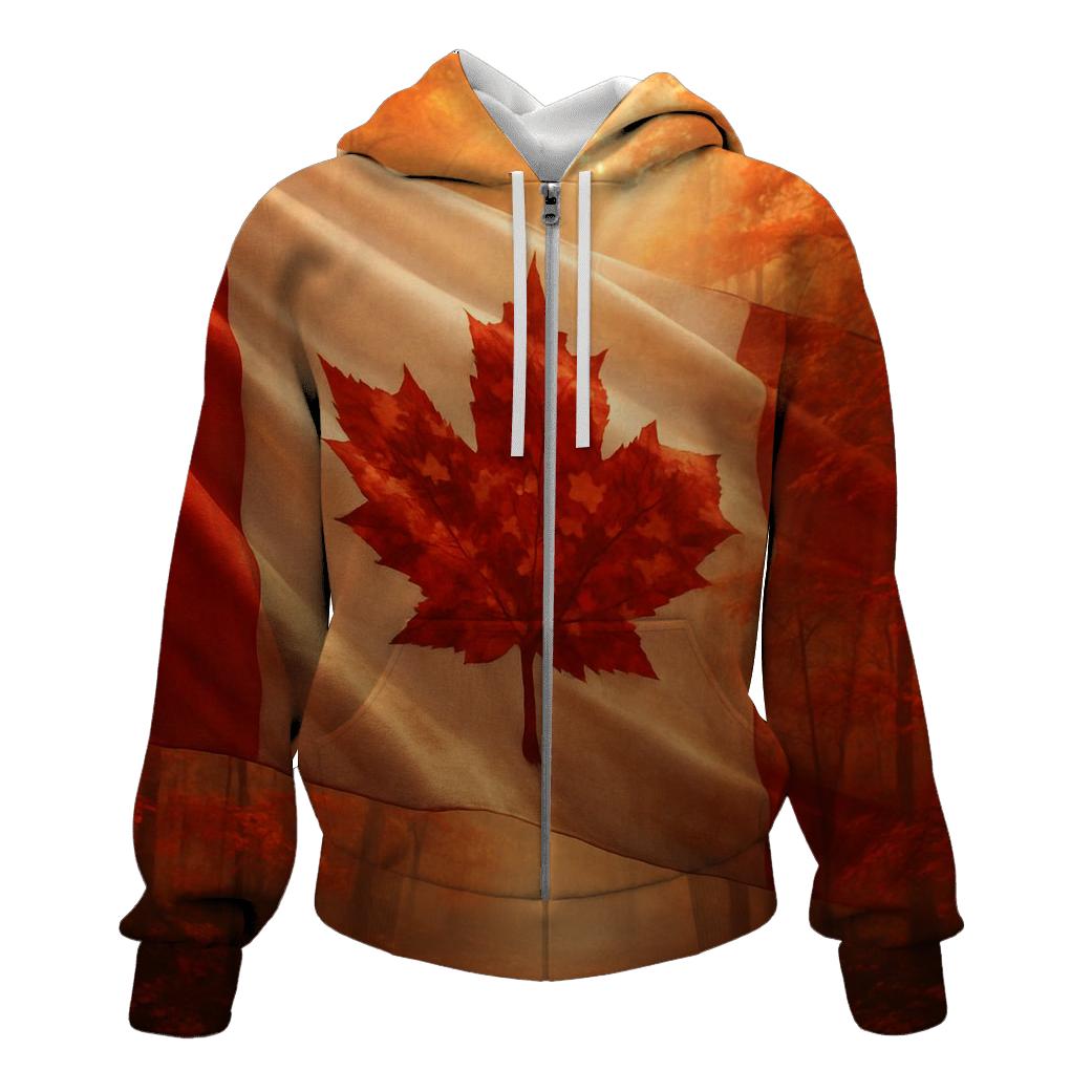 Canadian Maple Forest Fabric Flag Breeze hoodie designs