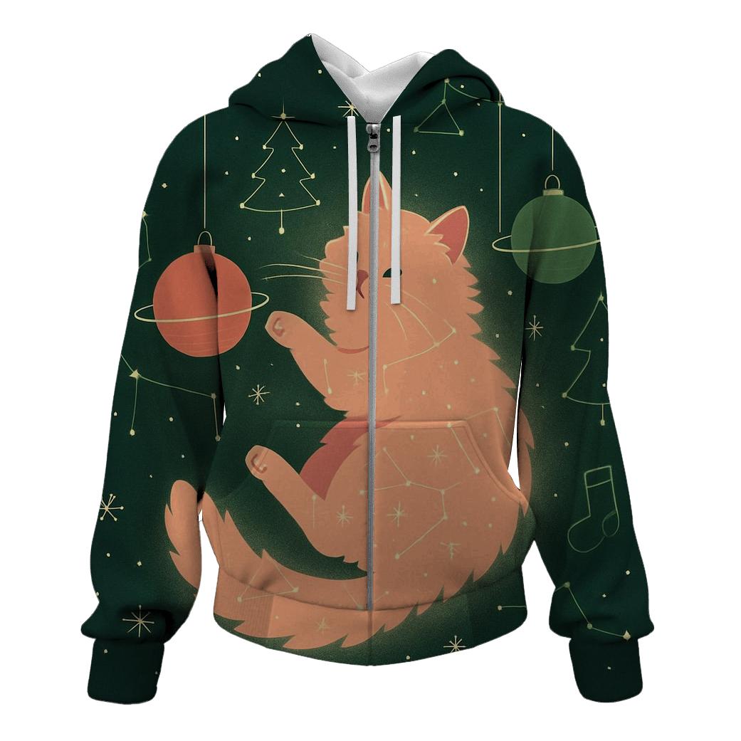 Interstellar Christmas Cat Constellation graphic hoodies