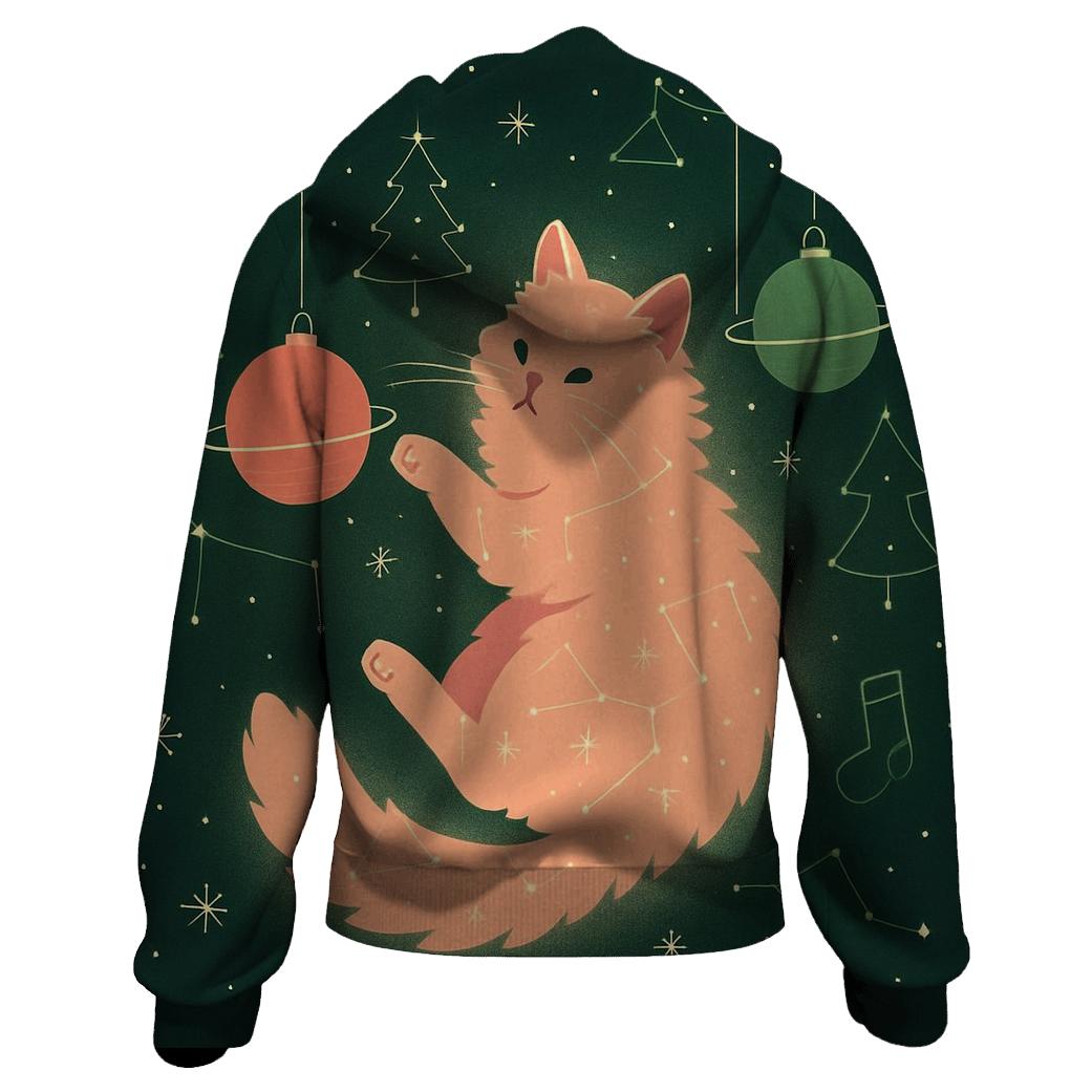 Interstellar Christmas Cat Constellation graphic hoodies