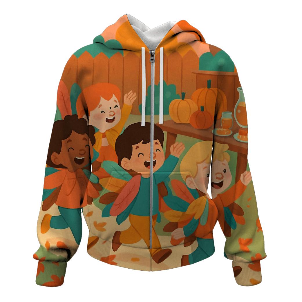 Little Turkeys Backyard Leaf Parade hoodie styles