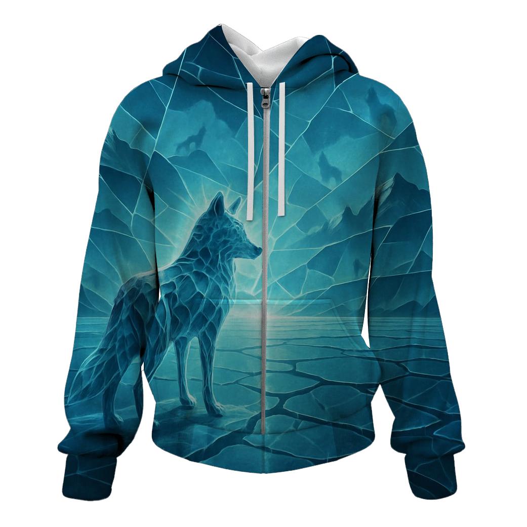 Icy Fracture Horizon Wolf premium hoodies