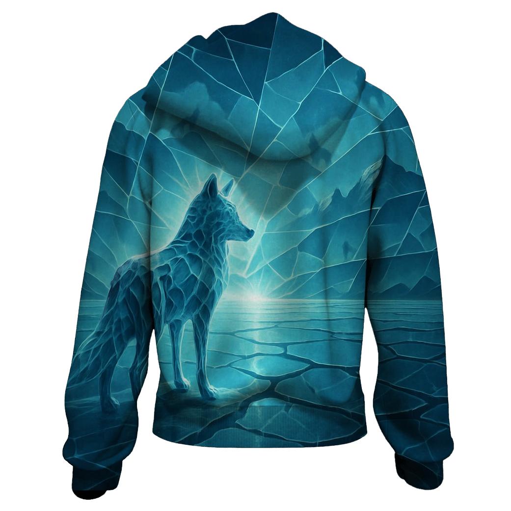 Icy Fracture Horizon Wolf premium hoodies