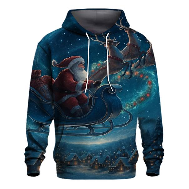 Cosmic Sleigh Ride Over Aurora Village hoodie designs