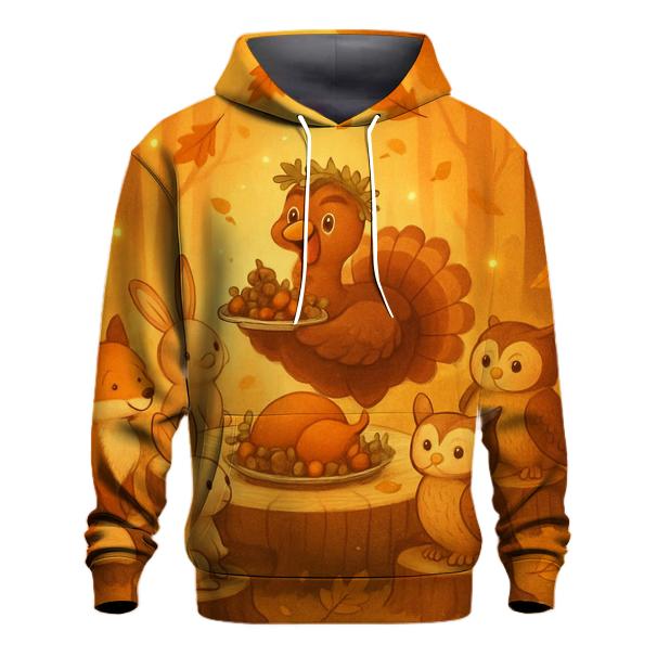 Woodland Friends Autumn Banquet printed hoodies
