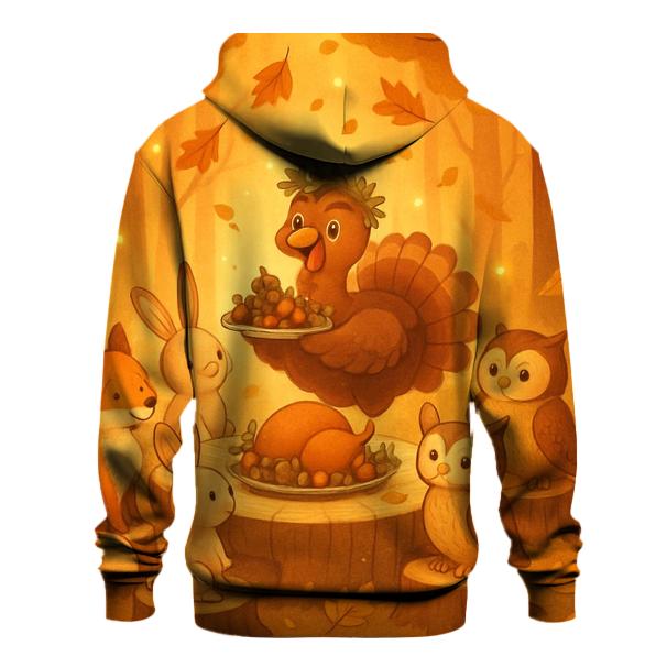 Woodland Friends Autumn Banquet printed hoodies