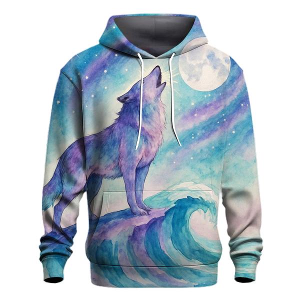 Celestial Tide Howling Wolf designer hoodies