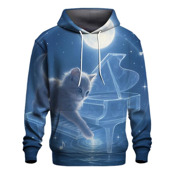 Moonlit Piano Serenade Cat heavyweight hoodies