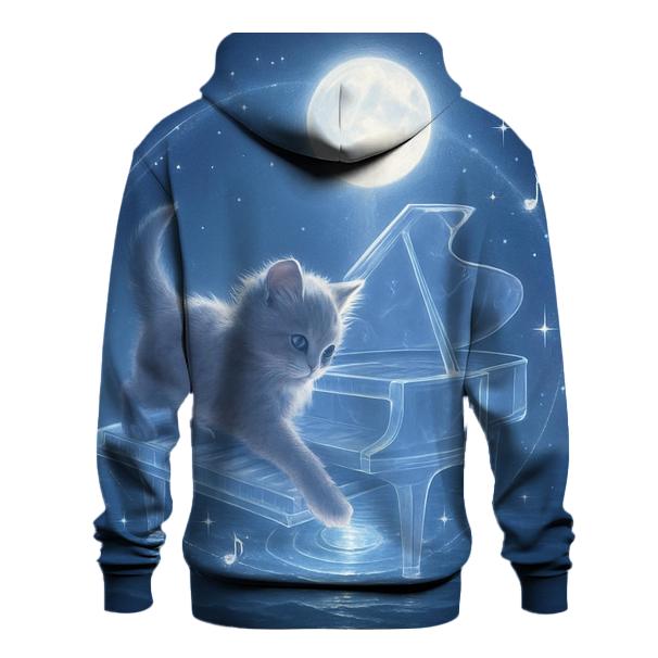 Moonlit Piano Serenade Cat heavyweight hoodies