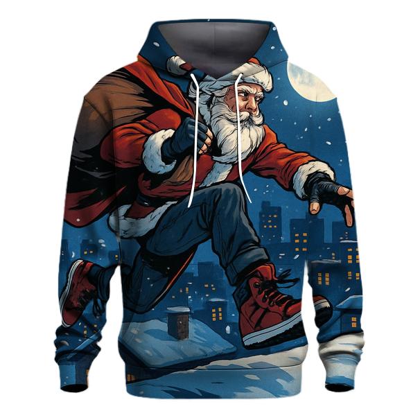 Midnight Rooftop Parkour Santa hoodie trends