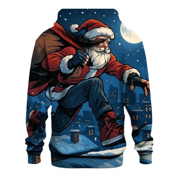 Midnight Rooftop Parkour Santa hoodie trends