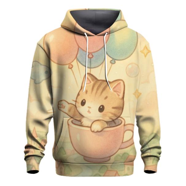 Pastel Balloon Voyager Cat premium hoodies