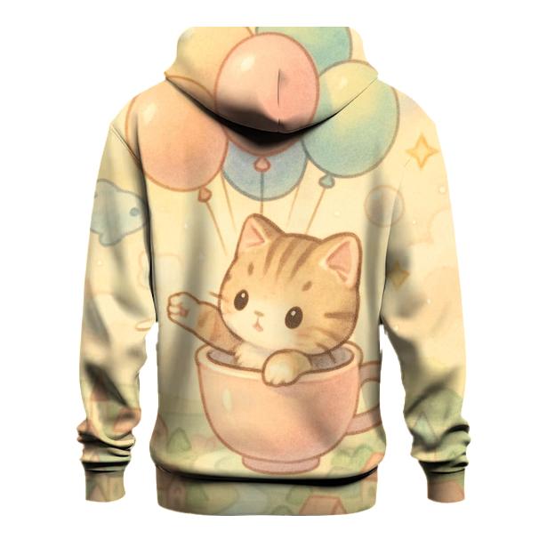 Pastel Balloon Voyager Cat premium hoodies