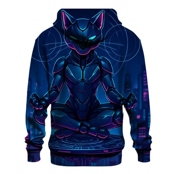 Cyber Lotus Mech Cat graphic hoodies