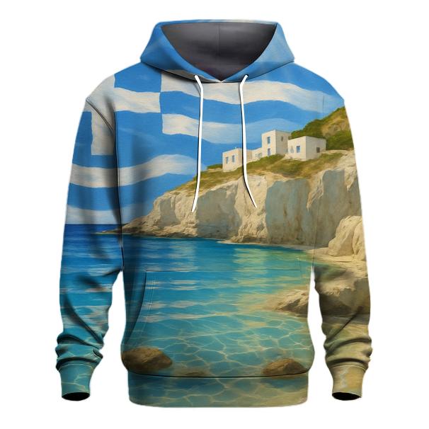 Greek Island Flag Tide Reflection pullover hoodies