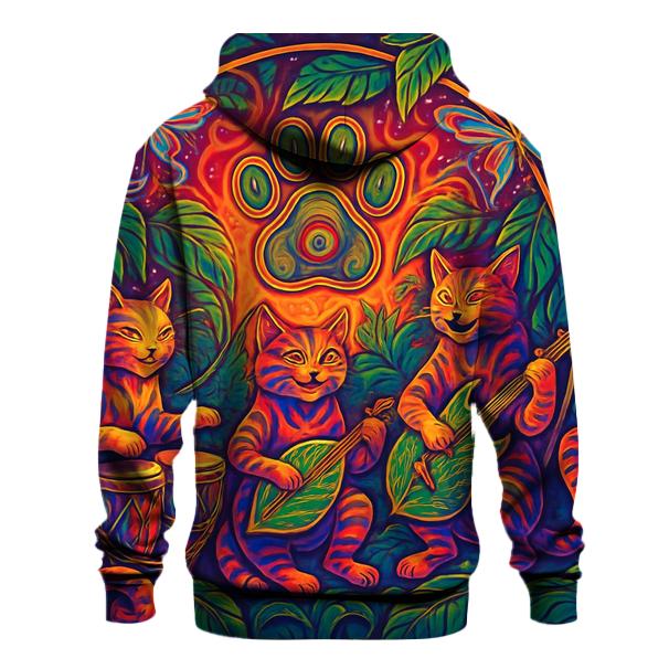 Psychedelic Jungle Rhythm Cats hoodie styles