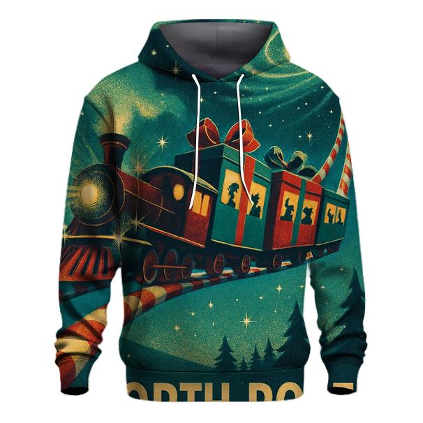 Midnight North Pole Space Train heavyweight hoodies