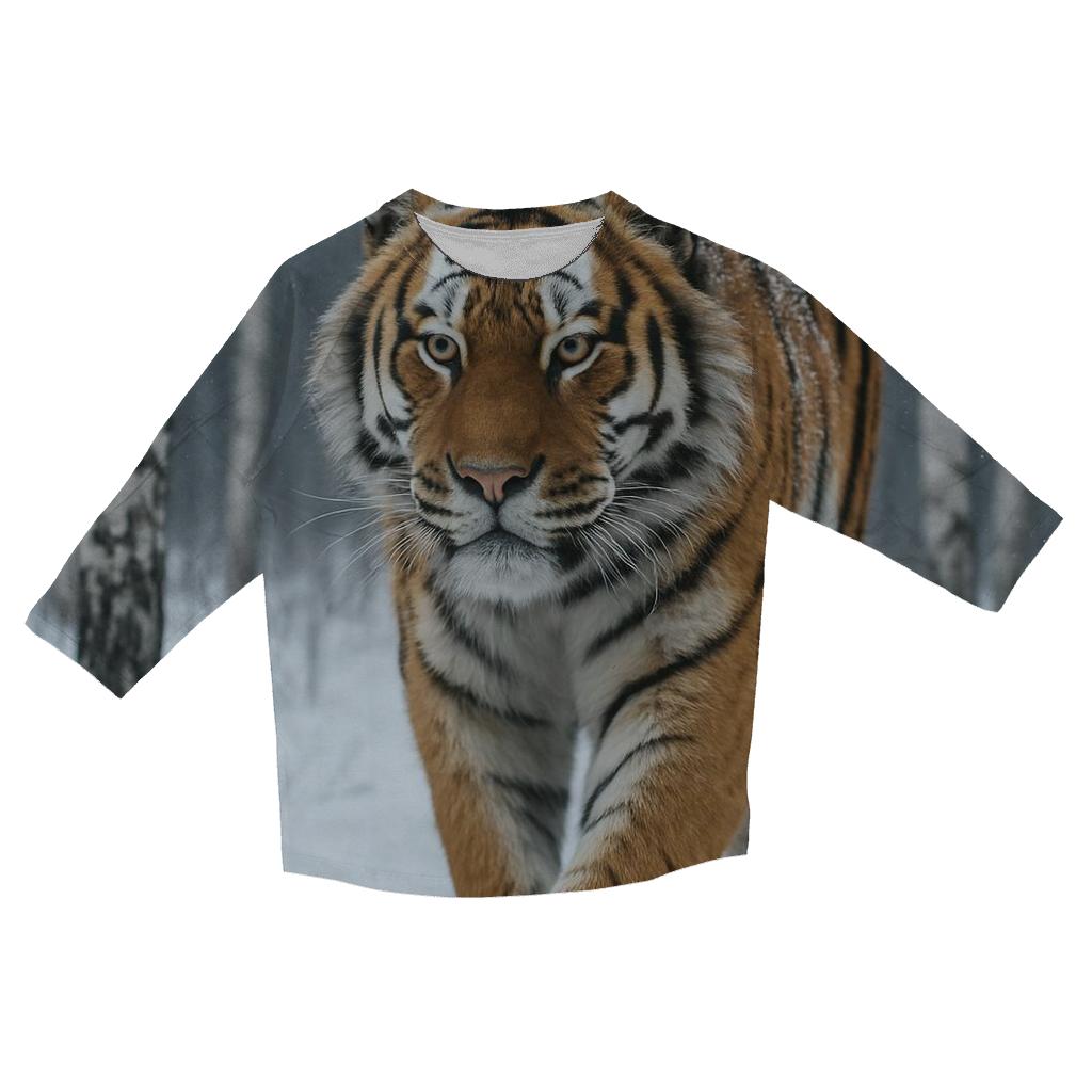 Amur Tiger In Winter Birch Forest casual three quarter sleeve shirts