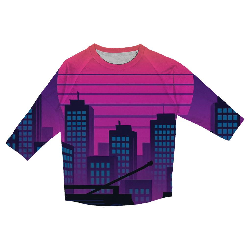 Midnight Synth City Rooftops cotton quarter sleeve shirts