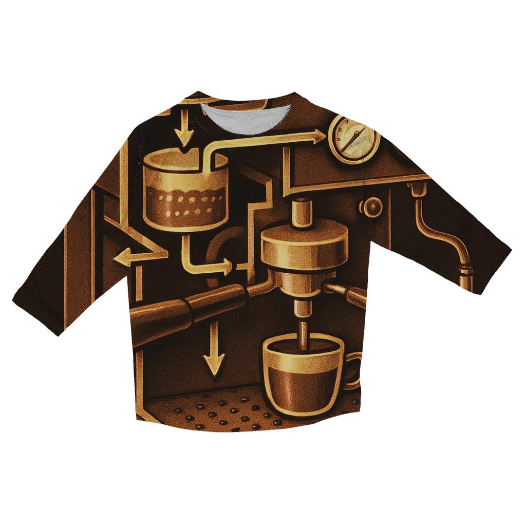 Golden Espresso Machine Anatomy personalized 3/4 sleeve tees