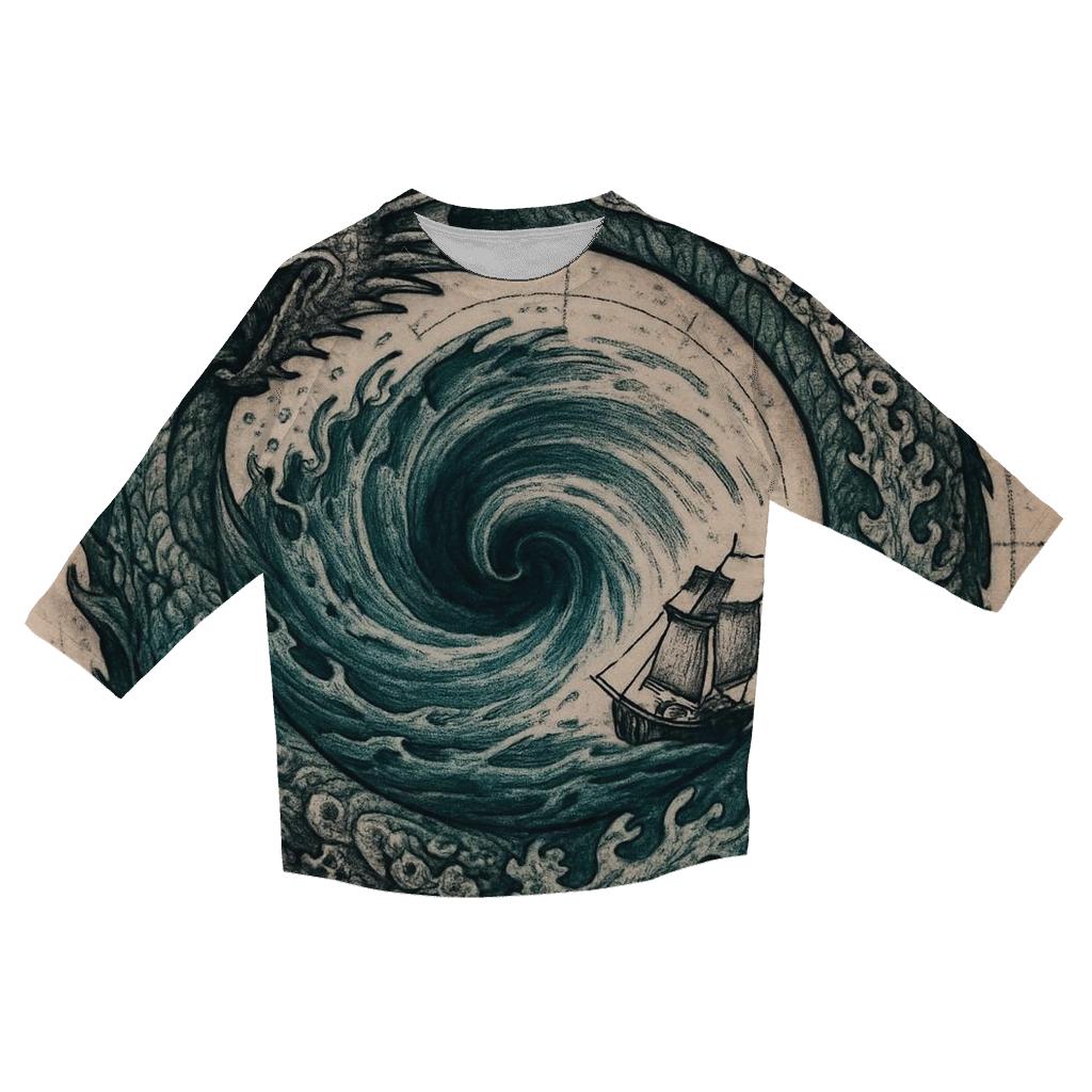 Ocean Maelstrom Ouroboros designer 3/4 sleeve blouses