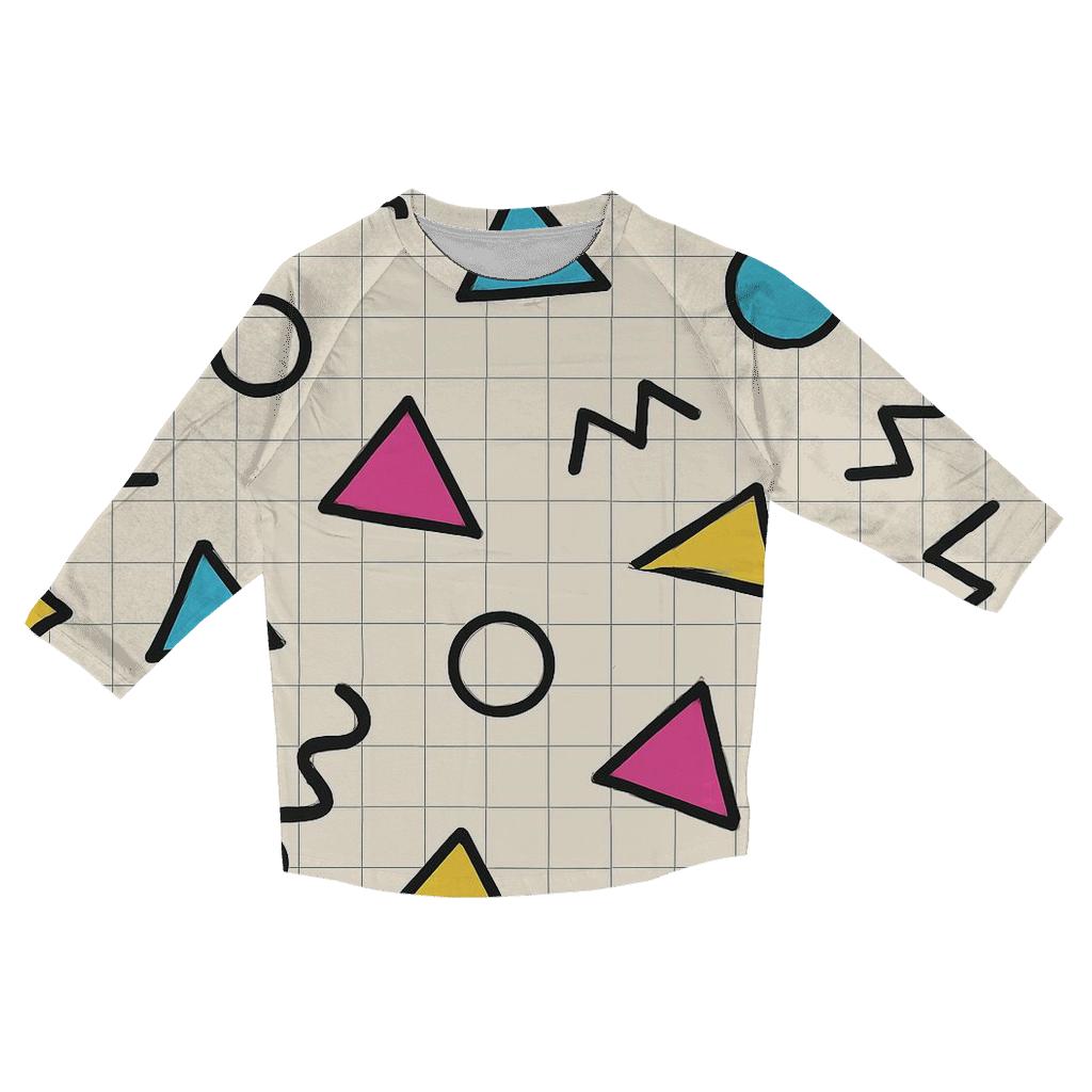 Memphis Rhythm Grid trendy 3/4 sleeve tops