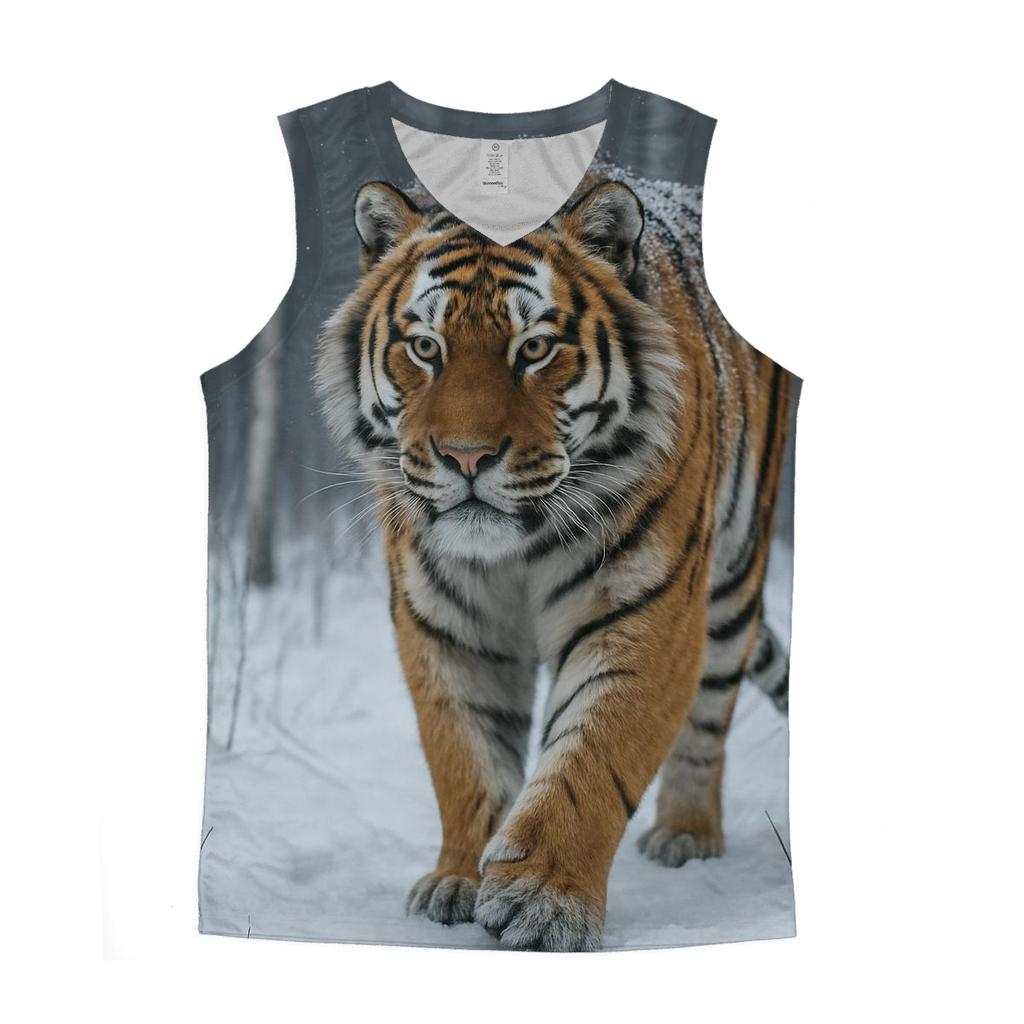Amur Tiger In Winter Birch Forest trendy fitted tank tops