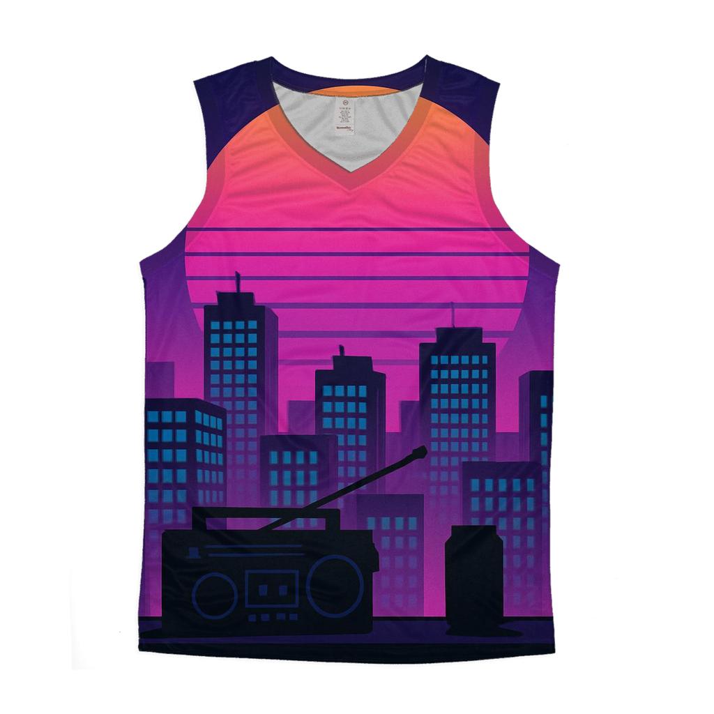 Midnight Synth City Rooftops stylish racerback tanks