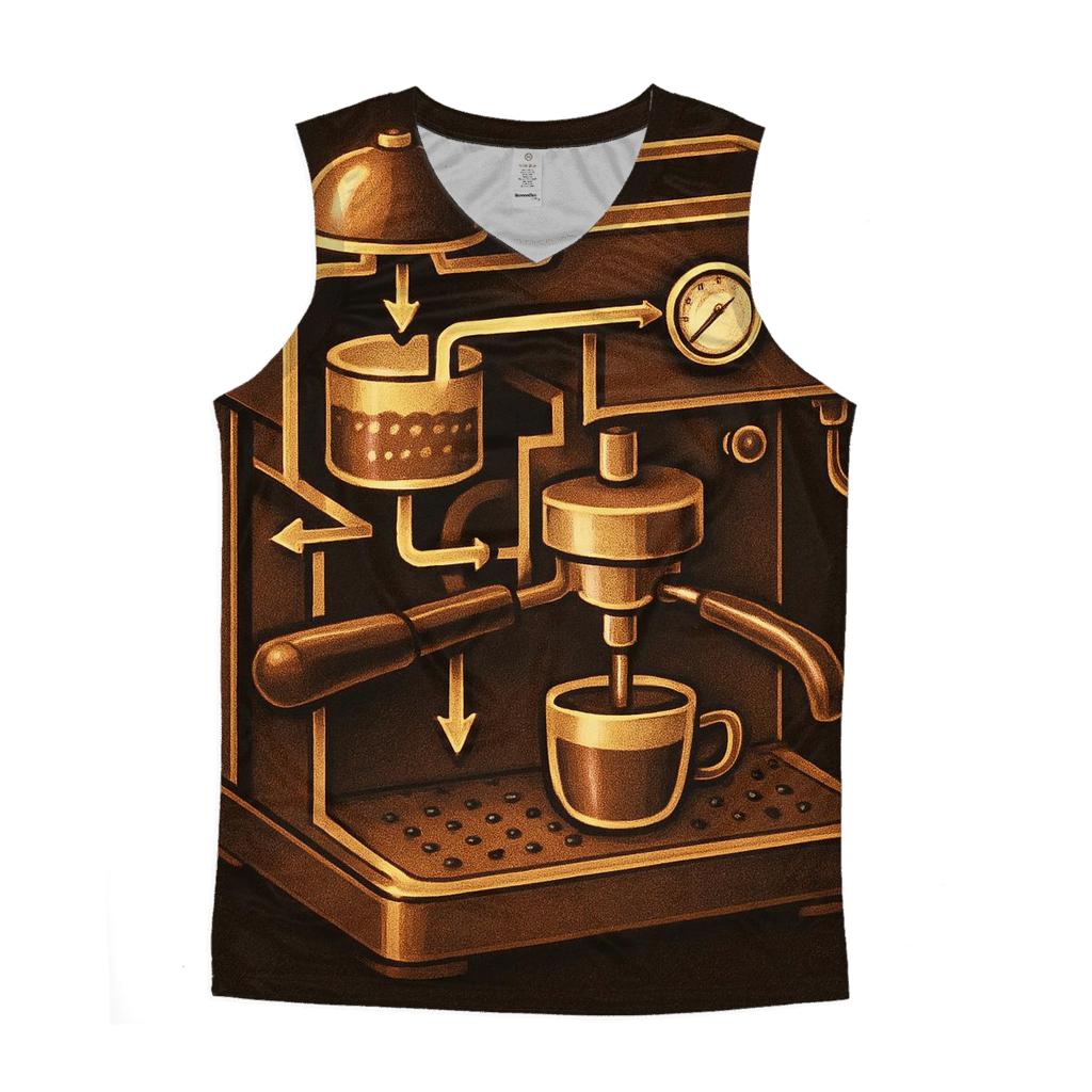 Golden Espresso Machine Anatomy trendy fitted tank tops