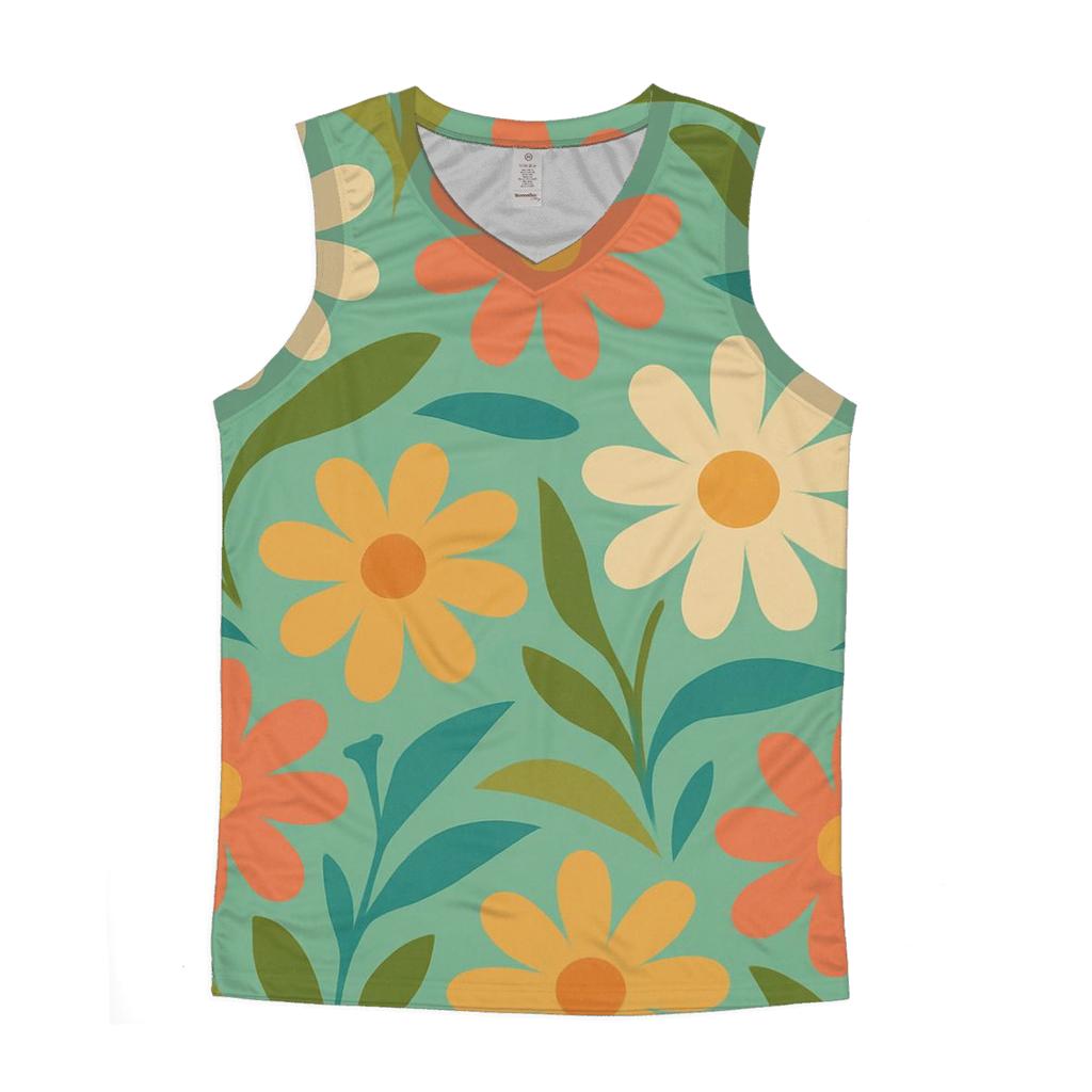 Soft Psychedelic Garden cotton sleeveless tops