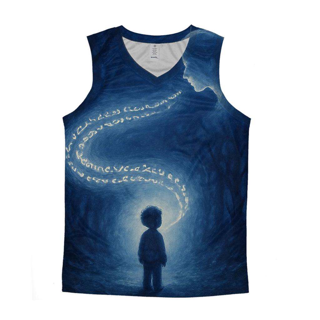 Her Voice At The Edge Of My Fears graphic print tank tops