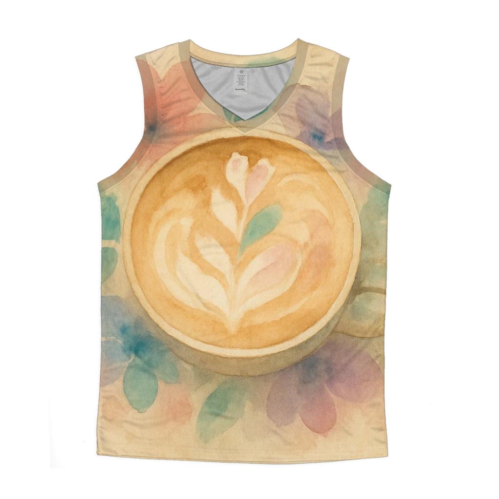 Latte Ripple Watercolor Garden sports performance tank tops