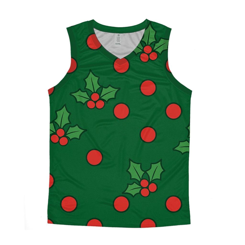 Holly Berry Polka Rhythm graphic print tank tops