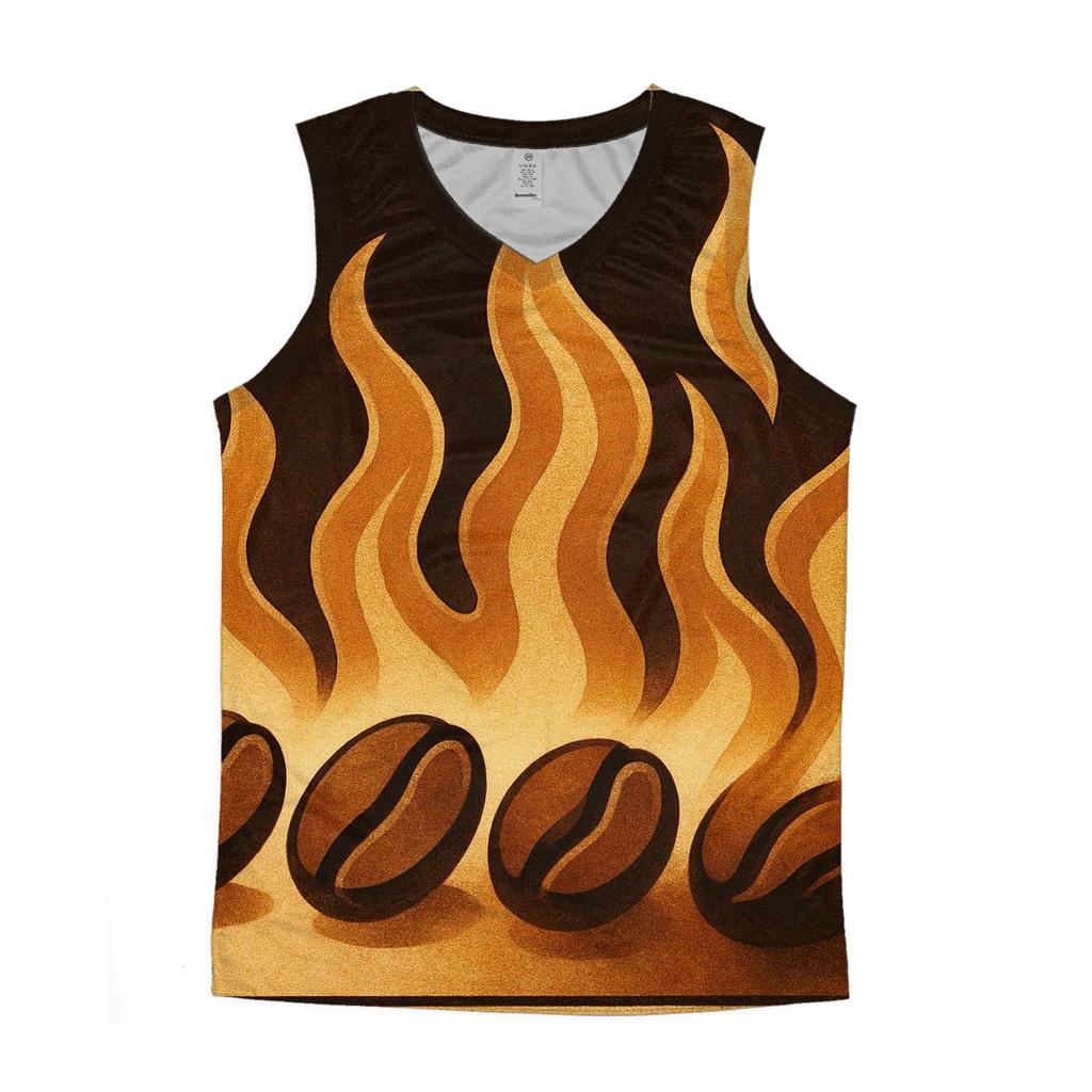 Roasting Flame Silhouette Panel cotton sleeveless tops