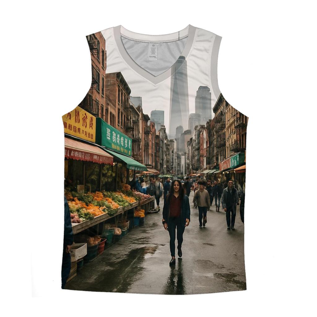 Chinatown Market Street With Skyline Peek trendy fitted tank tops