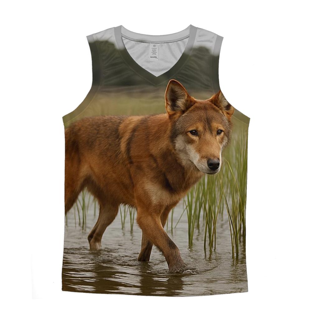 Red Wolf In Coastal Wetland Marsh casual summer tank tops