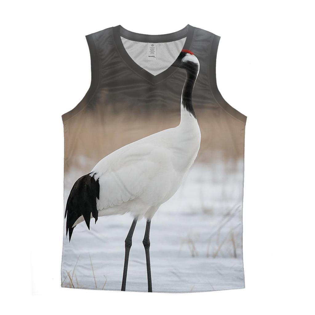 Red Crowned Crane On Winter Marsh stylish racerback tanks