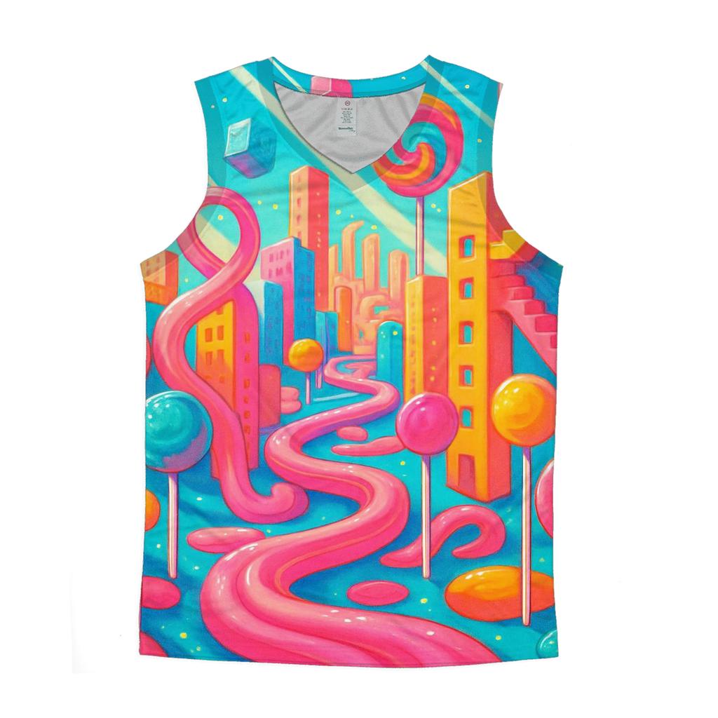 Bubblegum Labyrinth Skyline cotton sleeveless tops
