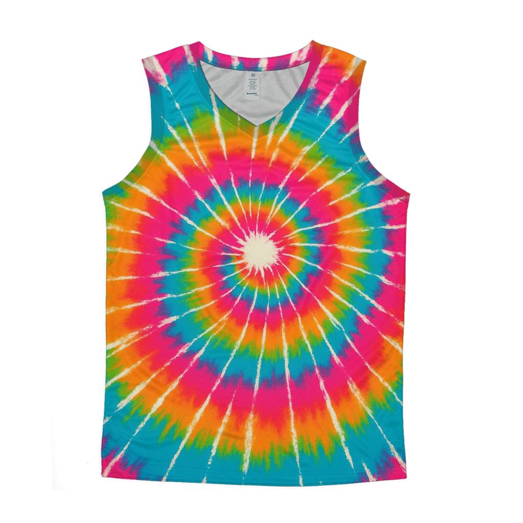 Neon Spiral With Resist Speckles personalized athletic tanks