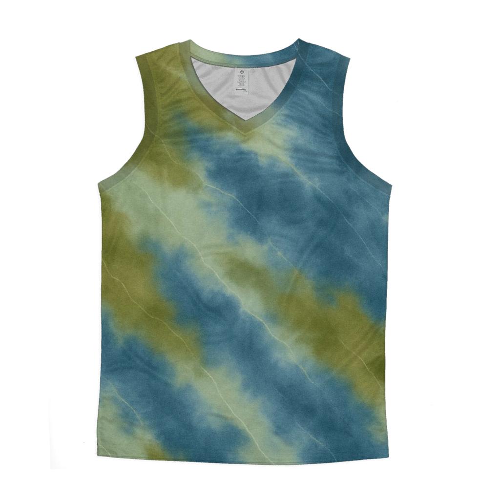 Olive And Indigo Diagonal Crumple graphic print tank tops