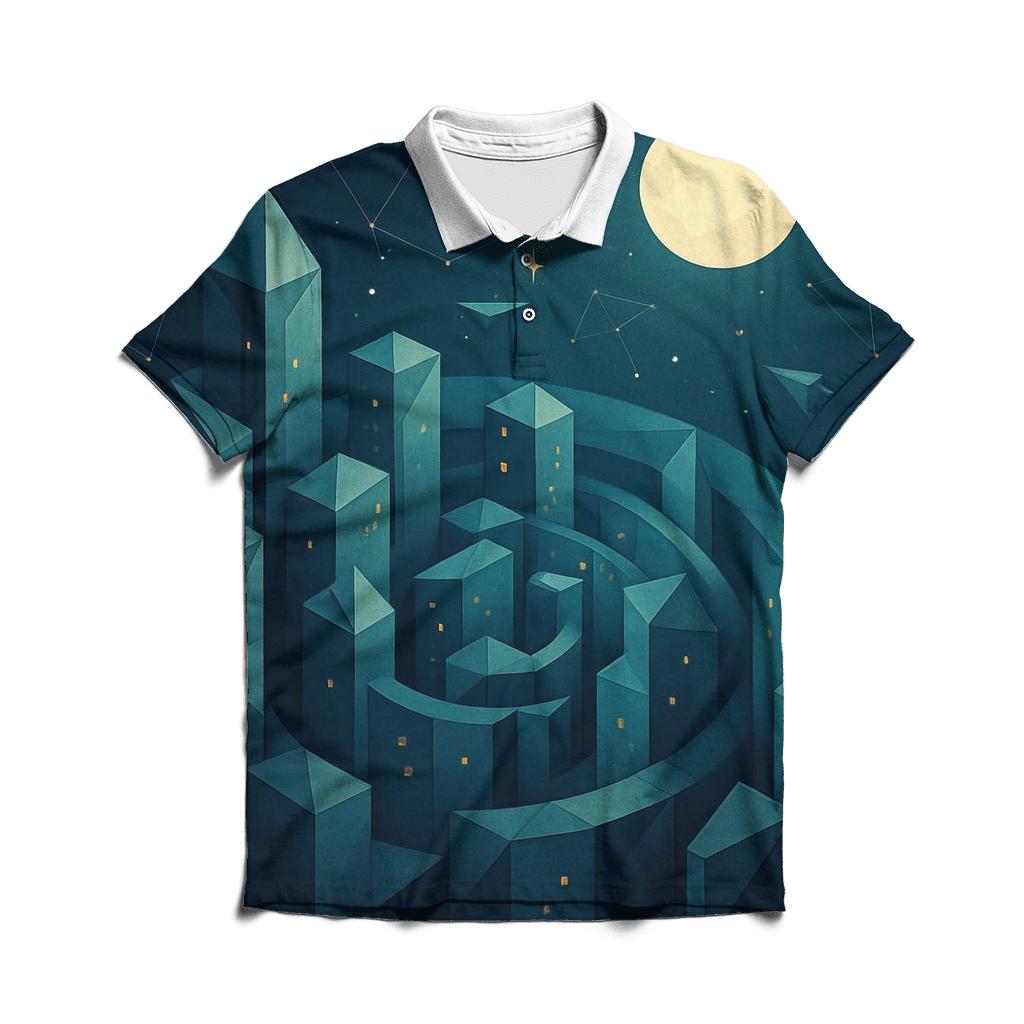 Cosmic Origami City personalized polo shirts