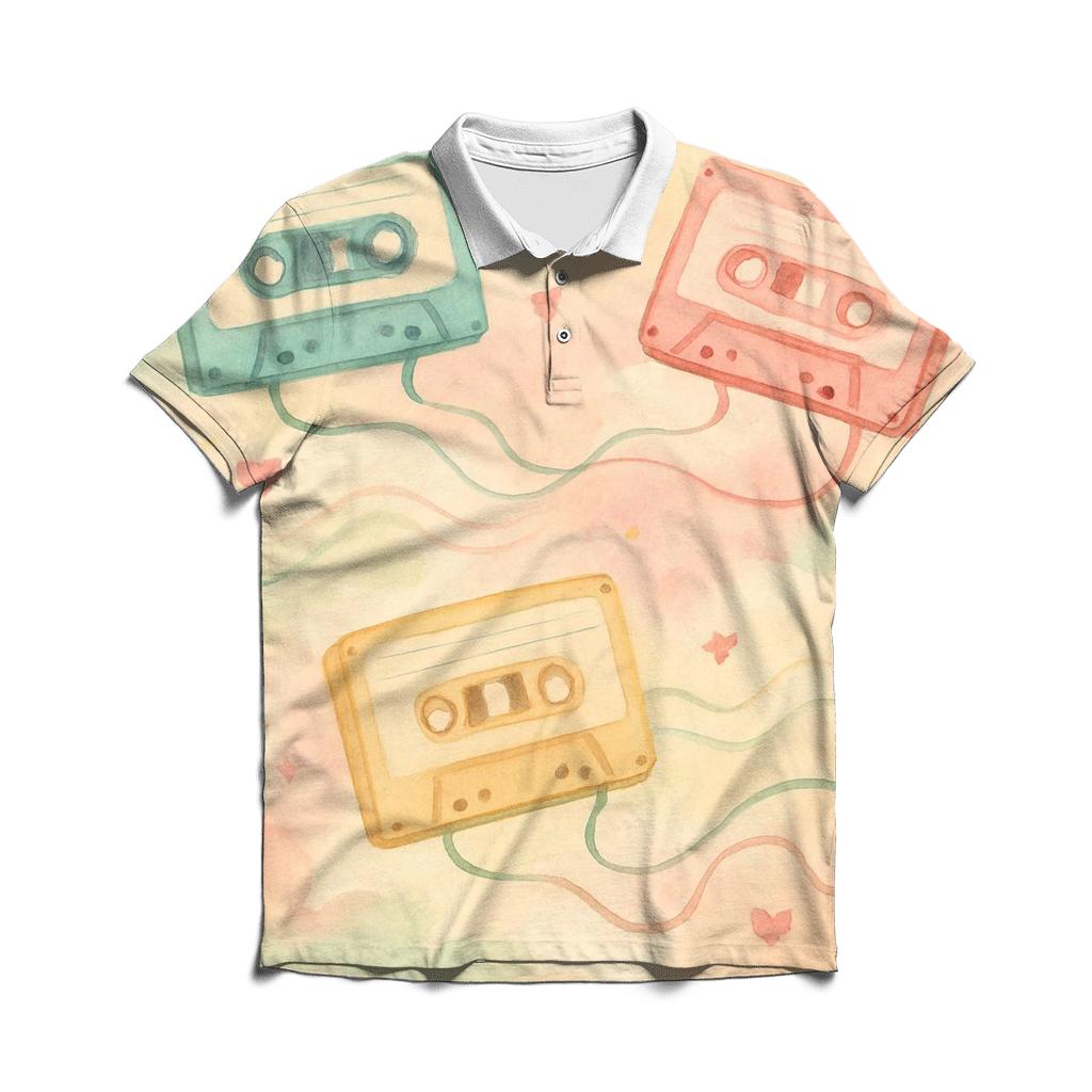 Pastel Cassette Dreamscape custom polo shirts