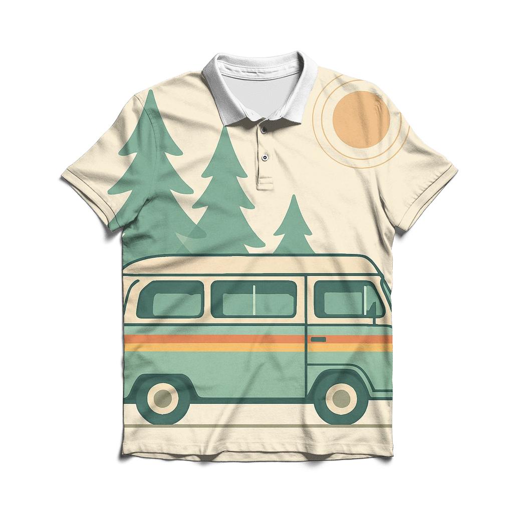 Vintage Caravan Holiday premium cotton polo shirts