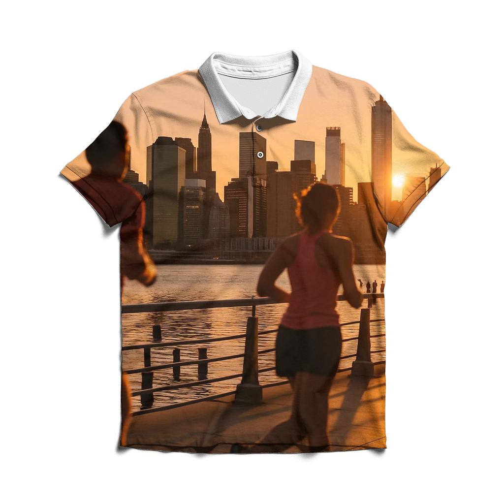 Hudson River Park Sunset Joggers And Skyline stylish collar polo tees