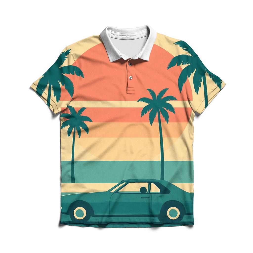 Palm Drive Sunset Cruise designer slim fit polos